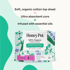 Organic Cotton Cover Cooling Herbal Infusion Regular Pads