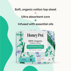 Organic Cotton Cover Cooling Herbal Infusion Super Pads