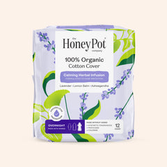 Organic Cotton Cover Calming Herbal Infusion Overnight Pads With Wings